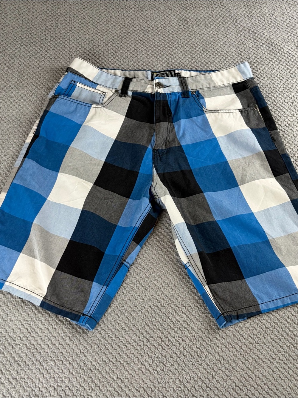 Urban Heritage Blue and Black Plaid Flat Front Shorts